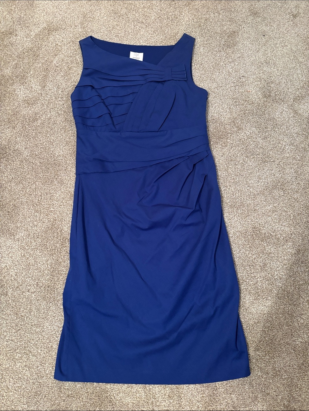 Suzie Chin for Maggy Boutique
Blue Sleeveless Pleated Sheath Dress